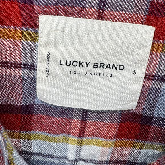 Lucky Brand Shirt Womens Small Plaid Flannel Pearl Snap Peplum Hem Cropped - Picture 2 of 9